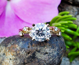 14K Yellow Gold 1.66ctw Diamond Solitaire Ring with Vines  DSR-23795