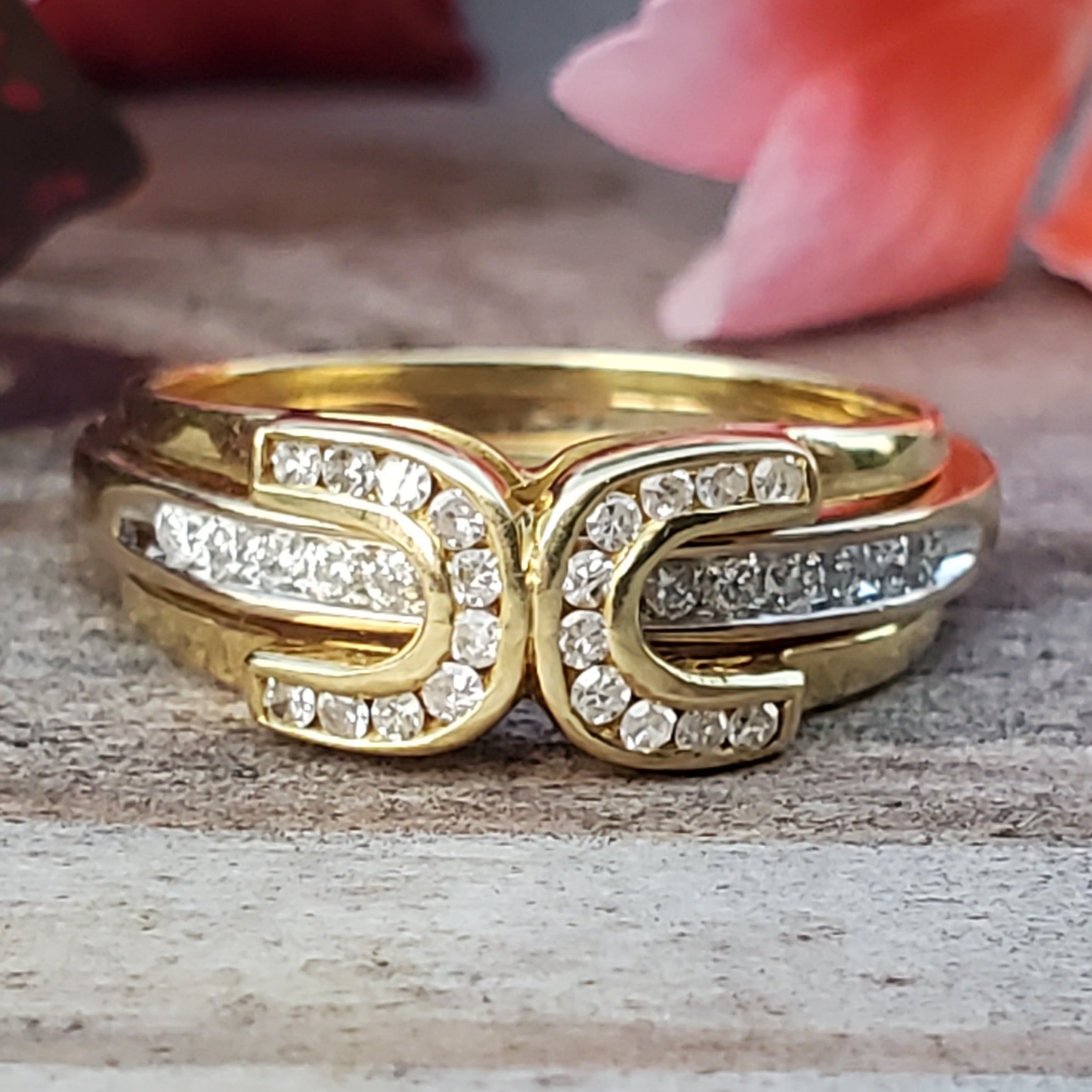 18K Yellow Gold .54CTW Diamond Double Horse Shoe Ring DEJ-24418