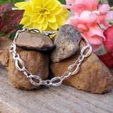 Sterling Silver Diamond Oval Link Bracelet SDM-11335