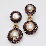 14k Yellow Gold Ruby, Mabe Pearl & Diamond Drop Earrings DEJ-24542