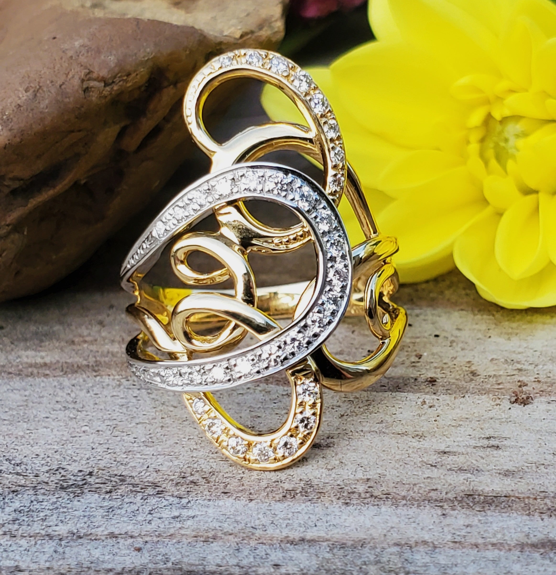 18k Yellow Gold & Platinum Diamond Ring  DFR-26089