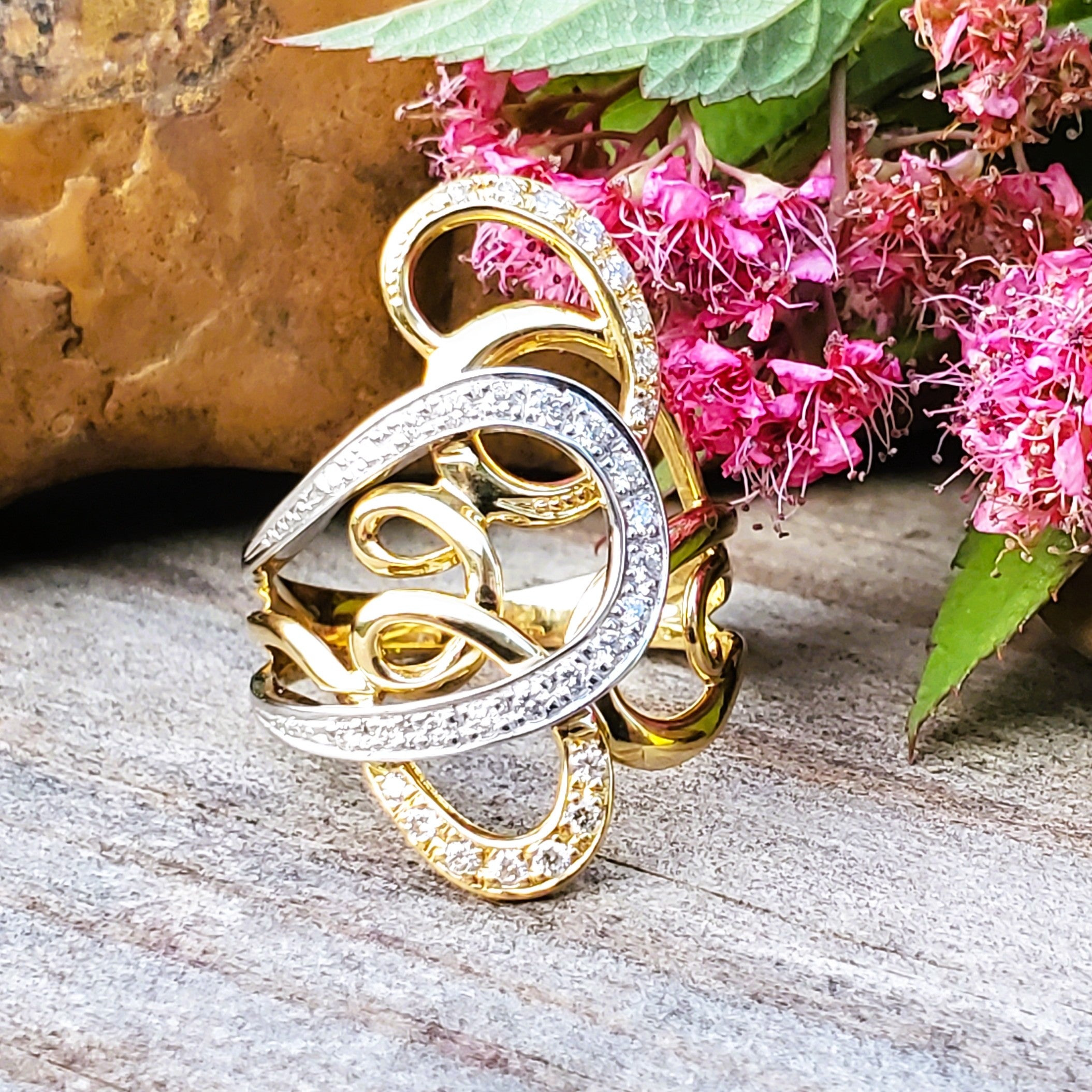 18k Yellow Gold & Platinum Diamond Ring  DFR-26089