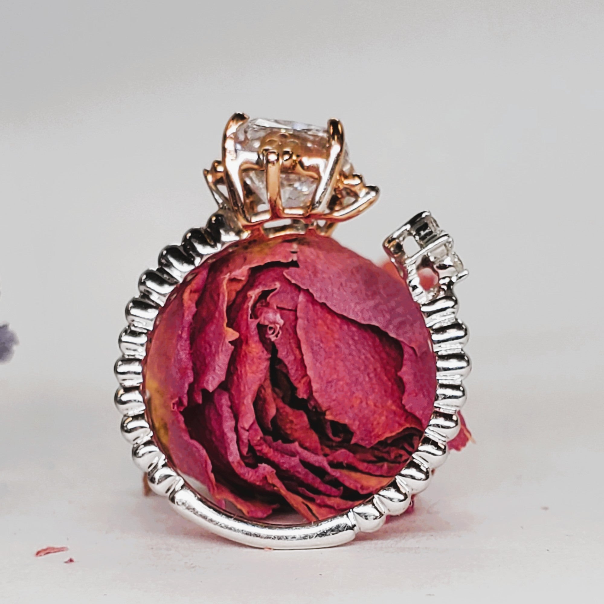 14K White & Rose Gold 2.14 CTW Cushion Cut Open Ring DSR-23805