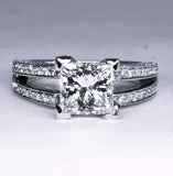 14K White Gold 2.09CTW Princess Cut Diamond Ring DSR-23803