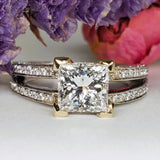 14K White Gold 2.09CTW Princess Cut Diamond Ring DSR-23803