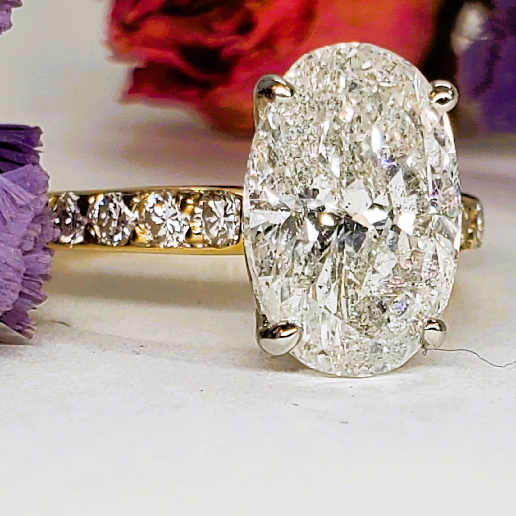 14K Yellow Gold 4.03 Carat Oval Diamond Ring DSR-23802