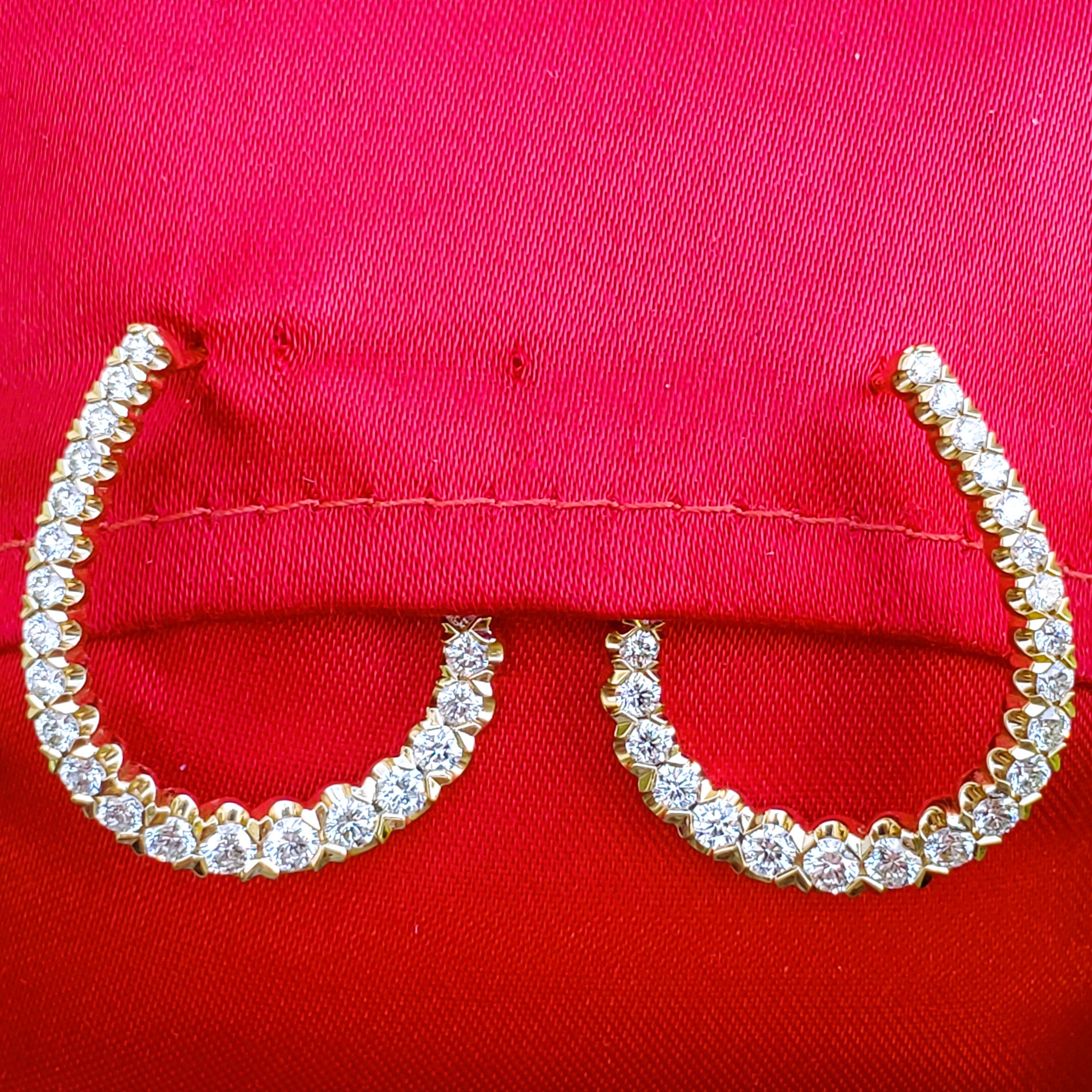 14k Yellow 2ctw Diamond Oval Front Back Earrings  DER-26058