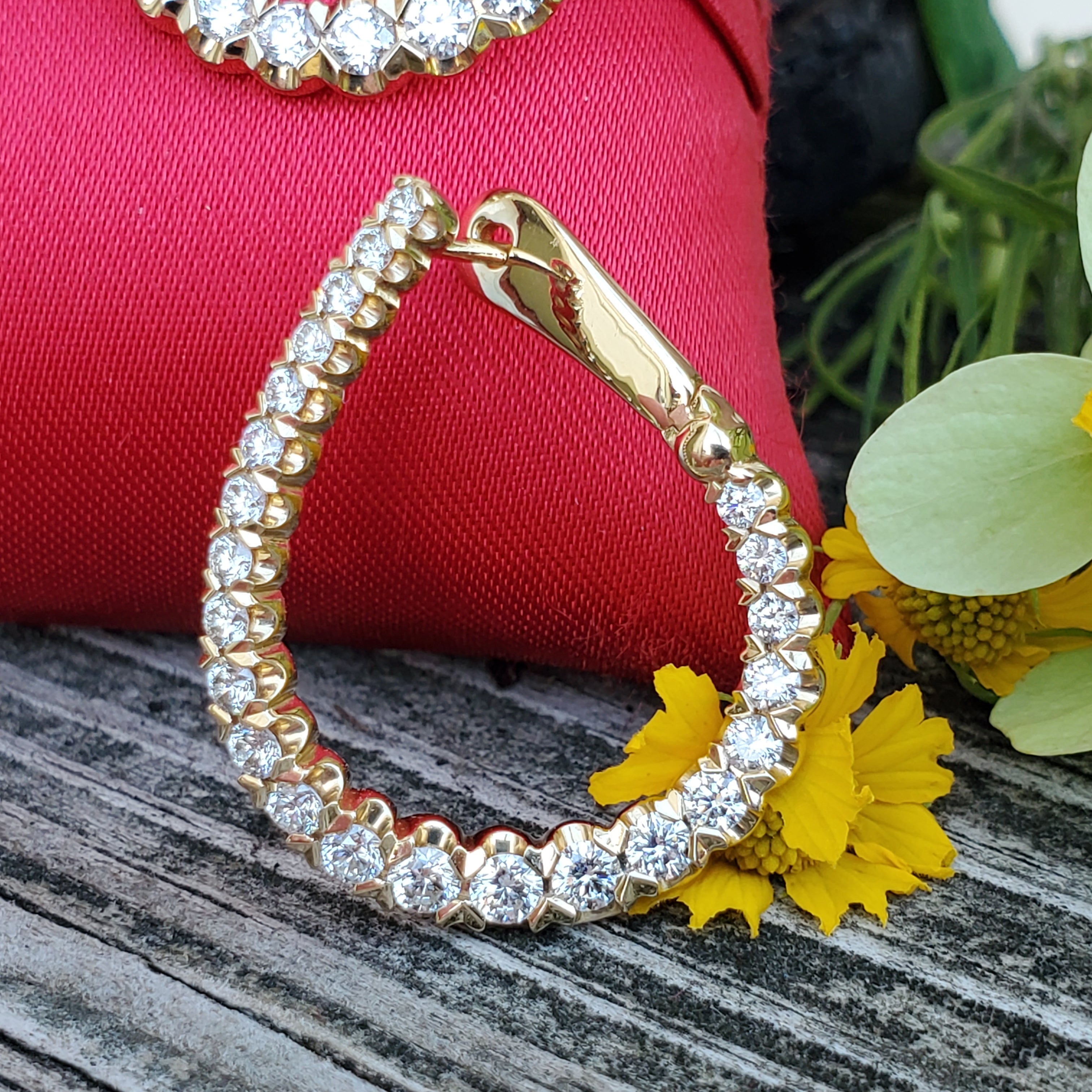 14k Yellow 2ctw Diamond Oval Front Back Earrings  DER-26058