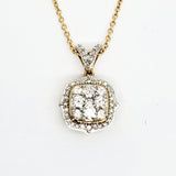 14k Yellow Gold Square Cluster Diamond Halo Pendant DPD-26883