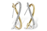14K Gold Diamond X-Shape C-Hoop Earrings DER-26059