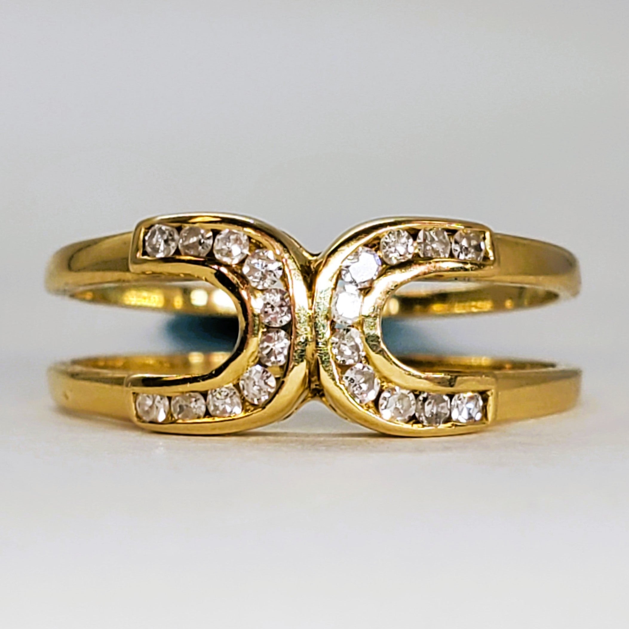 18K Yellow Gold .54CTW Diamond Double Horse Shoe Ring DEJ-24418