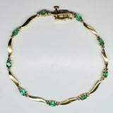 14K Yellow Gold Diamond Emerald Link Bracelet DEJ-24445