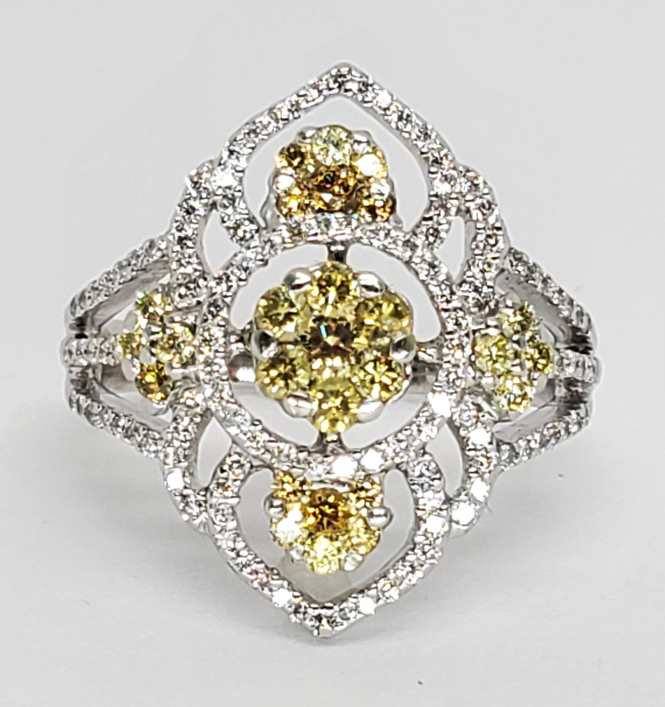 18K White Gold Yellow & White Diamond Ring DEJ-24479
