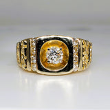 Gent's 14K Yellow Gold Diamond Nugget Ring DEJ-24521