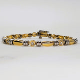 14ktt Yellow Gold Bar Bezel Diamond Link Bracelet DEJ-24536