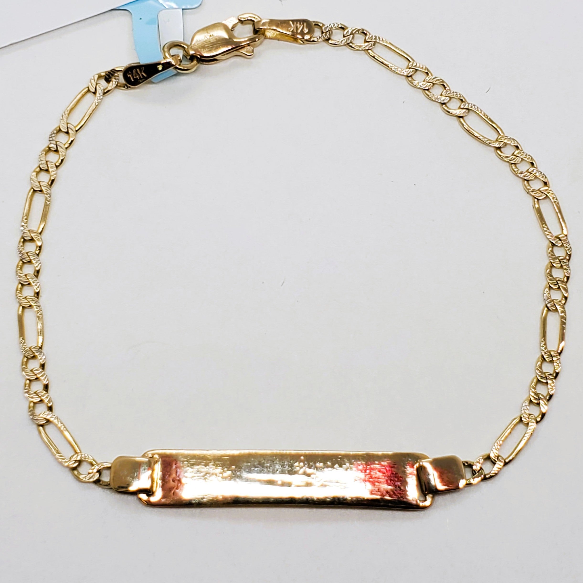 14k Yellow Gold 5" ID Figaro Bracelet DEJ-24557