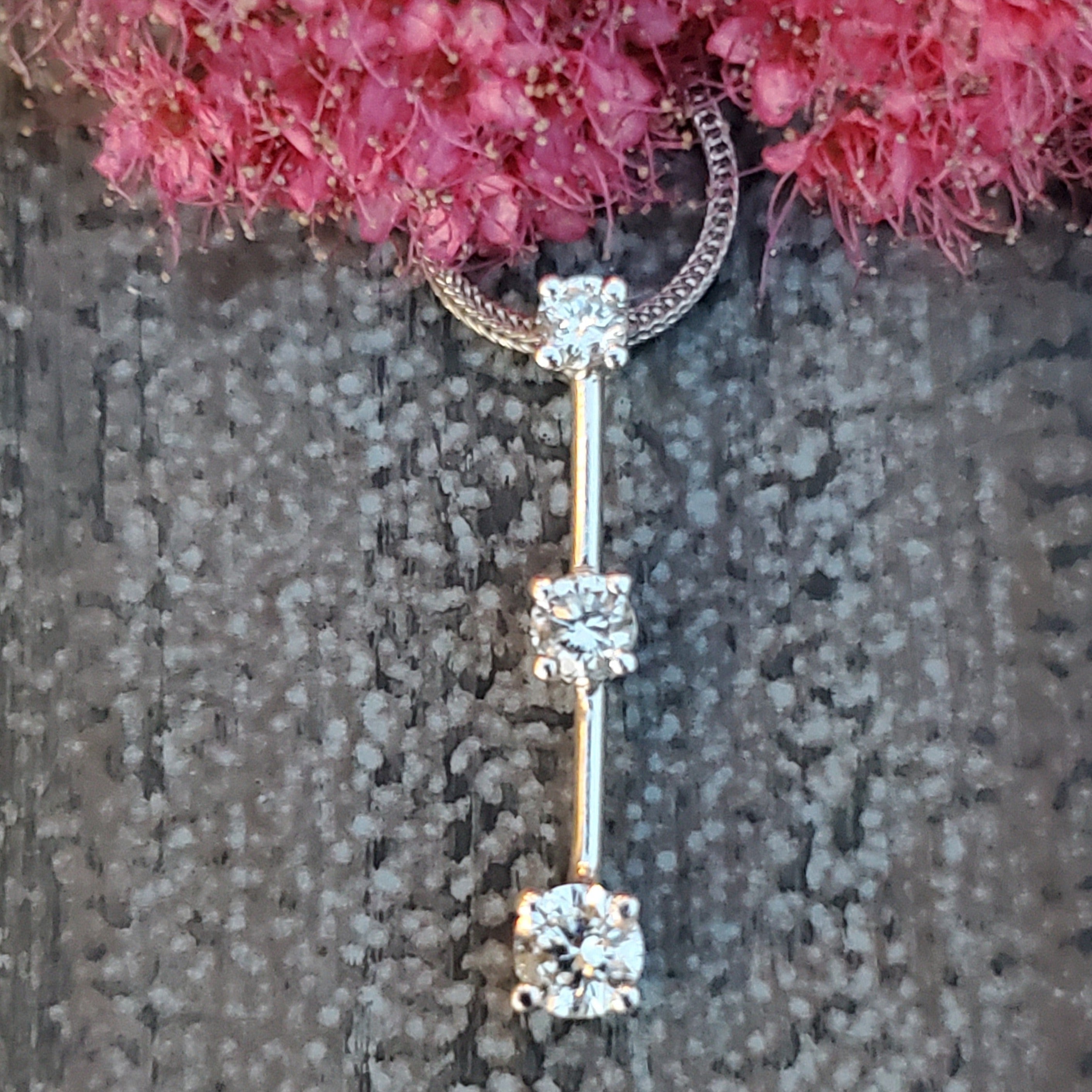 14k White Gold Three Diamond Pendant -  DPD-26611