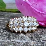 14k Yellow Gold 3 CTW Three Row Diamond Ring - DFR-25697