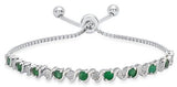 Sterling Silver Emerald & Diamond Infinity Bolo Bracelet SDM-11318