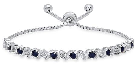 Sterling Silver Sapphire & Diamond Infinity Bolo Bracelet SDM-11319