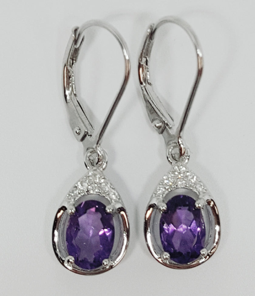 B Sterling Silver Amethyst Ring, Pendant, or Earring - February