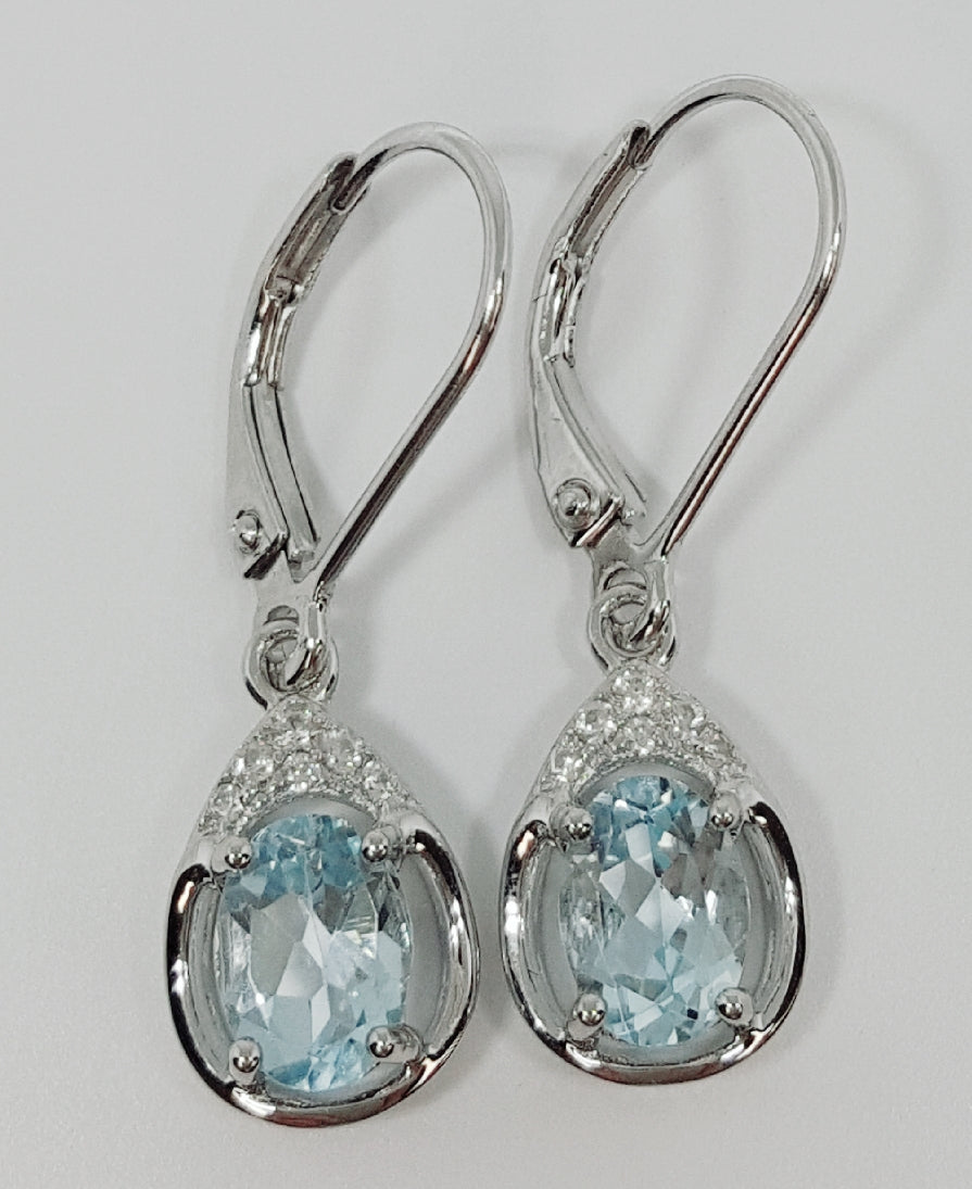 C Sterling Silver Sky Blue Topaz Ring, Pendant or Earring - March