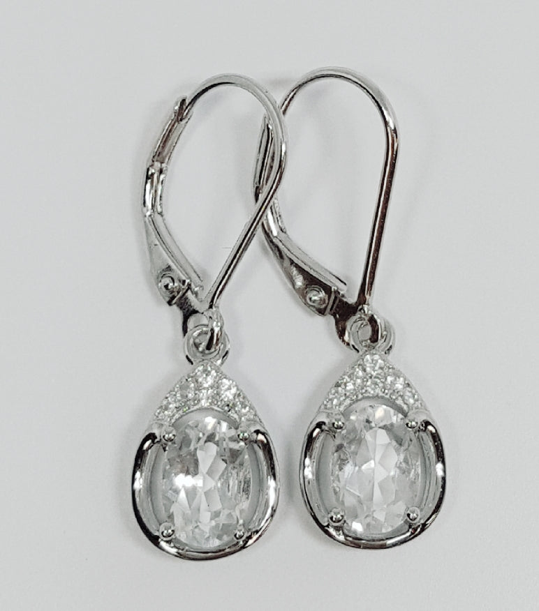 D Sterling Silver White Topaz Ring, Pendant or Earring - April