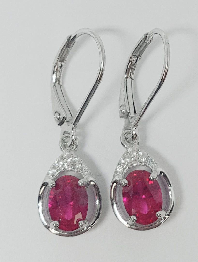 G Sterling Silver Created Ruby Ring, Pendant, or Earring - July