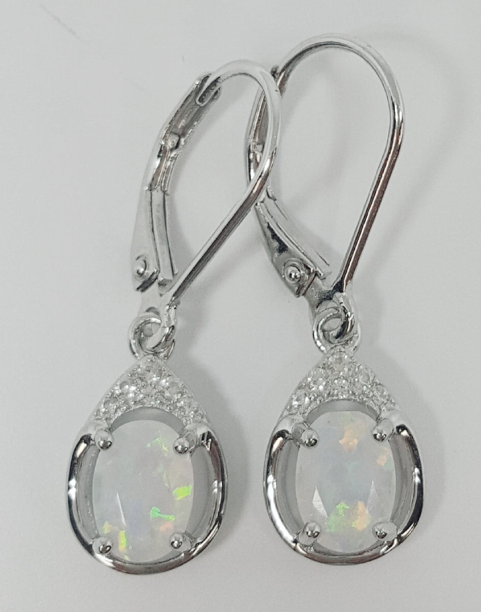 J Sterling Silver Created Opal Ring, Earring or Pendant - October