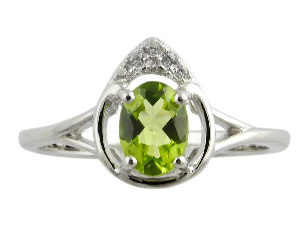 H Sterling Silver Peridot Ring, Pendant, or Earring - August