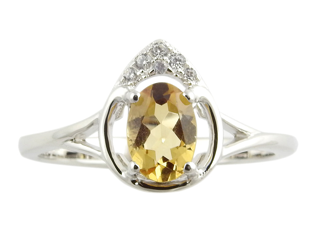 K Sterling Silver Citrine Ring, Pendant, or Earring - November