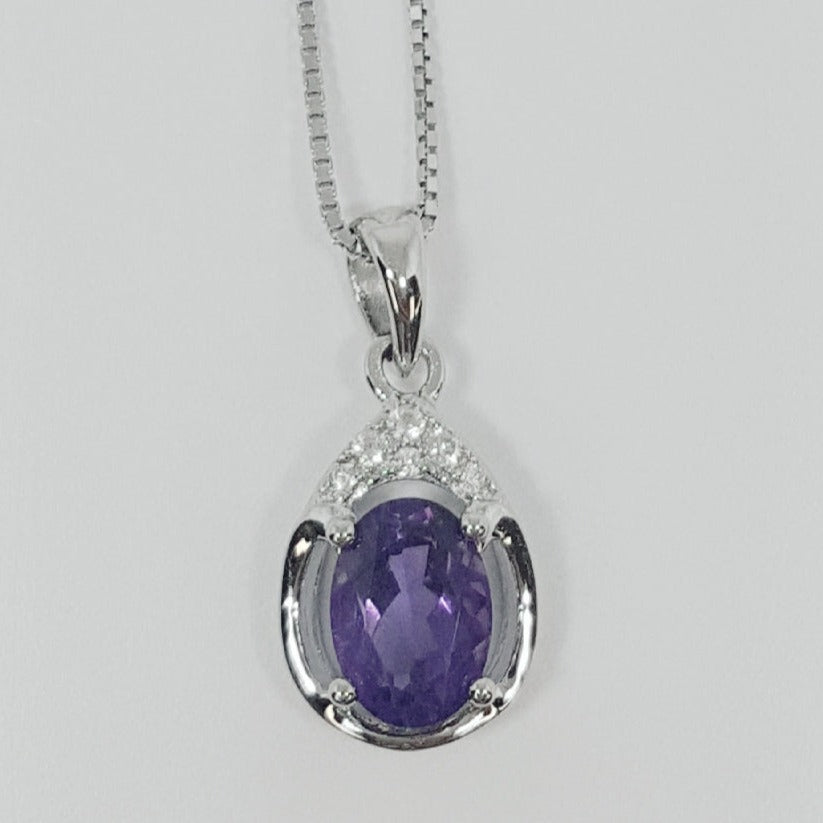 B Sterling Silver Amethyst Ring, Pendant, or Earring - February