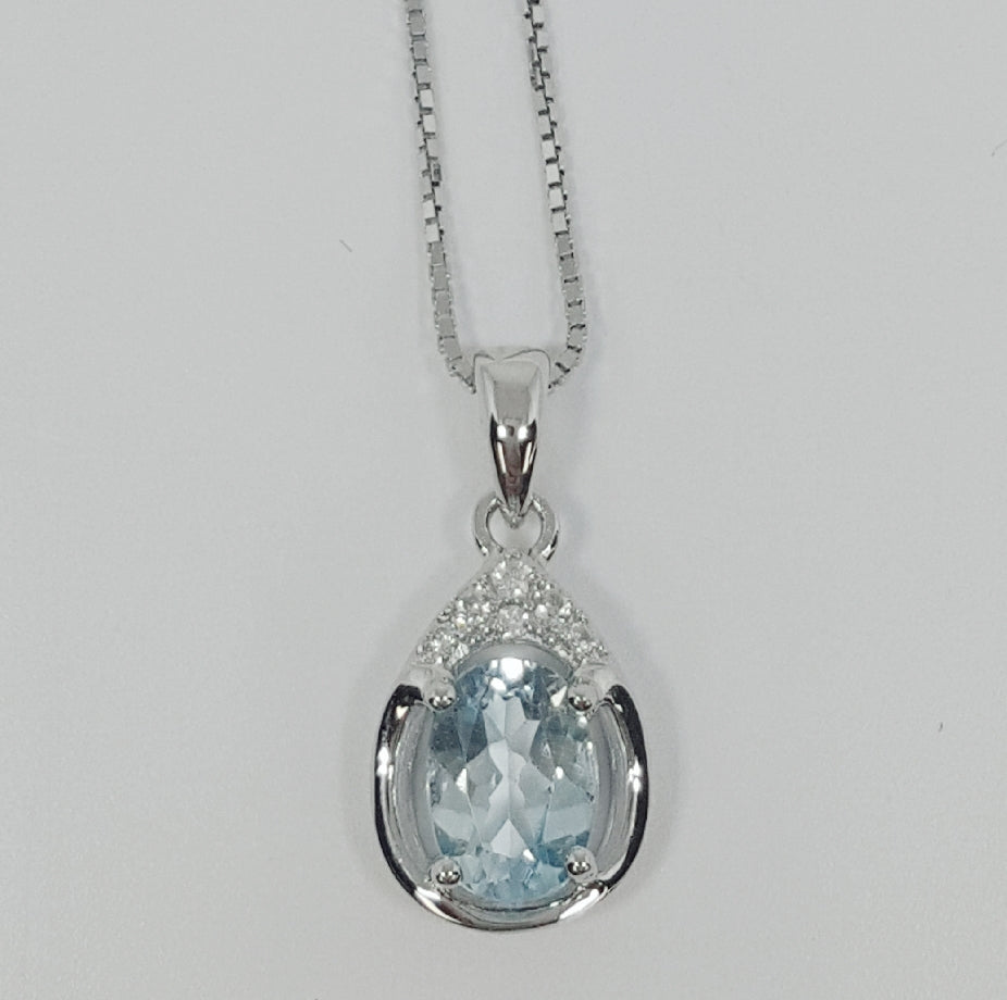 C Sterling Silver Sky Blue Topaz Ring, Pendant or Earring - March