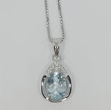 C Sterling Silver Sky Blue Topaz Ring, Pendant or Earring - March