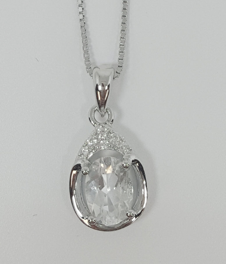 D Sterling Silver White Topaz Ring, Pendant or Earring - April