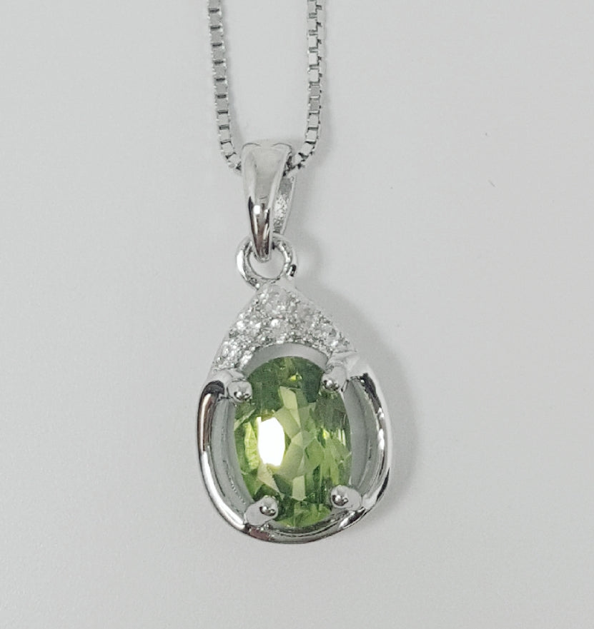 H Sterling Silver Peridot Ring, Pendant, or Earring - August