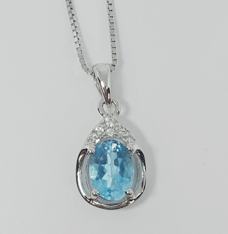 L Sterling Silver Blue Topaz Ring, Pendant, or Earring - December