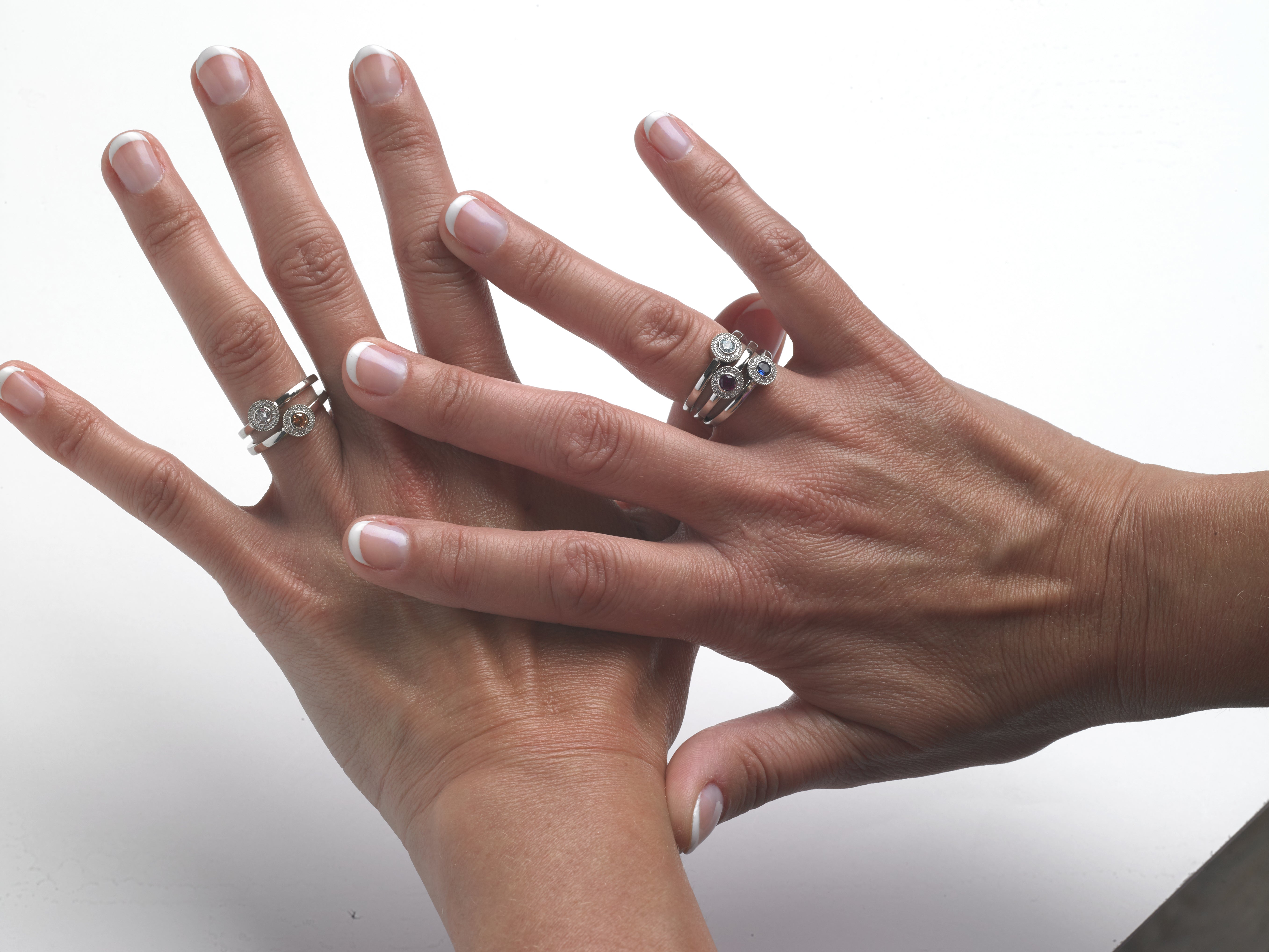 Add-A-Birthstone Sterling Silver Simulated Gemstone & Diamond Rings