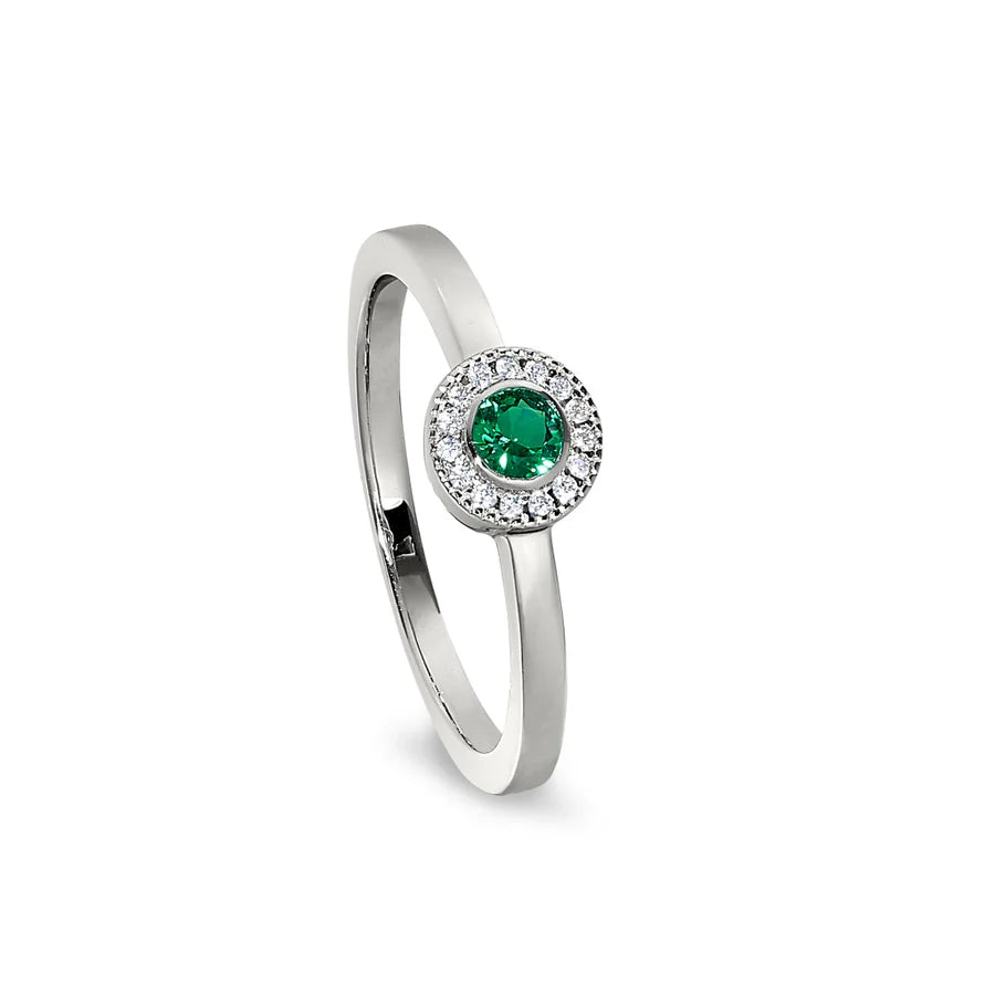 Add-A-Birthstone Sterling Silver Simulated Gemstone & Diamond Rings
