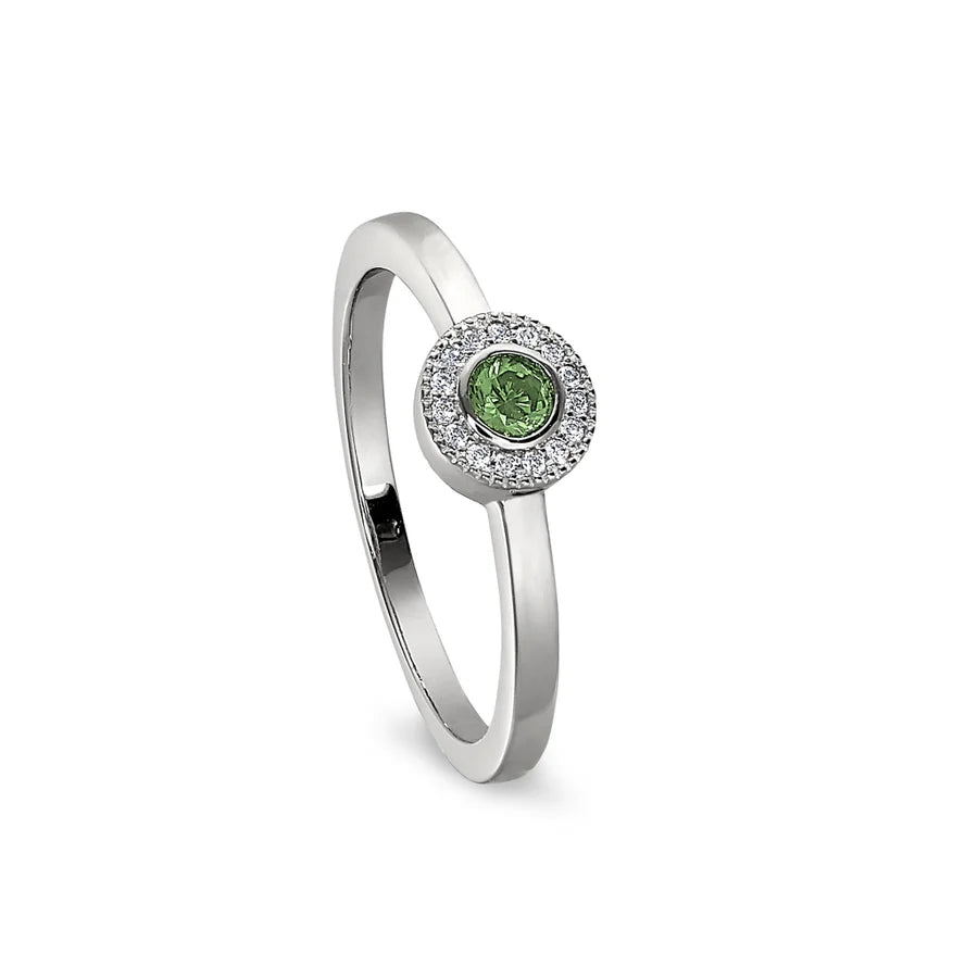Add-A-Birthstone Sterling Silver Simulated Gemstone & Diamond Rings