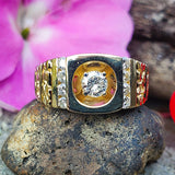 Gent's 14K Yellow Gold Diamond Nugget Ring DEJ-24521