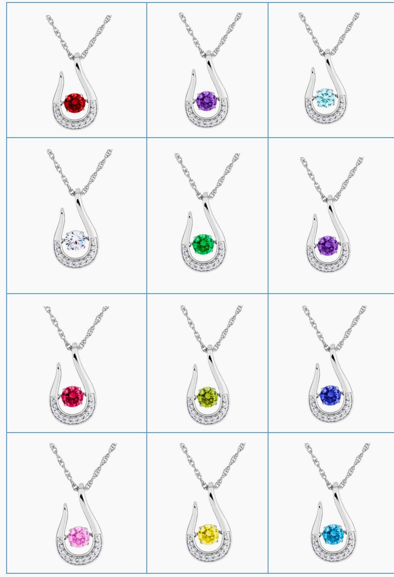 af   Sterling Silver Twinkle Birthstone Pendants - All Months