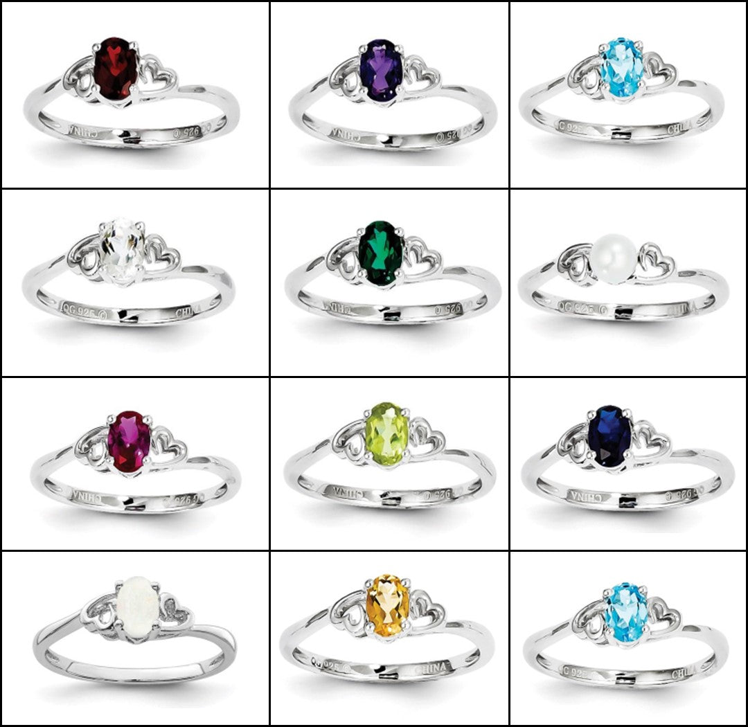 ah Sterling Silver Gemstone Rings for Each Month