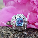 14k White Gold Ceylon Blue Sapphire and Diamond Ring DEJ-24298