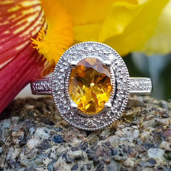 Sterling Silver 925 Citrine Ring outlets (A0111)