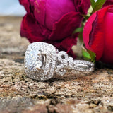 14K White Gold Double Halo Natural & Lab Grown Diamond Ring - DSR-23710