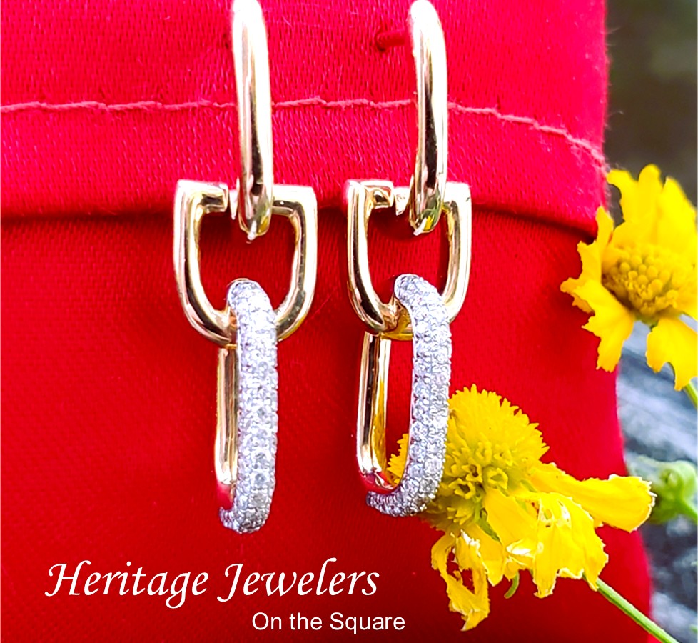 14k Yellow Gold .36ctw Diamond Dangle Equestrian Earrings  DER-26064