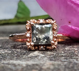 14k Rose Gold 1.30 CT Princess Cut Green/Brown Natural Diamond DSR-23694