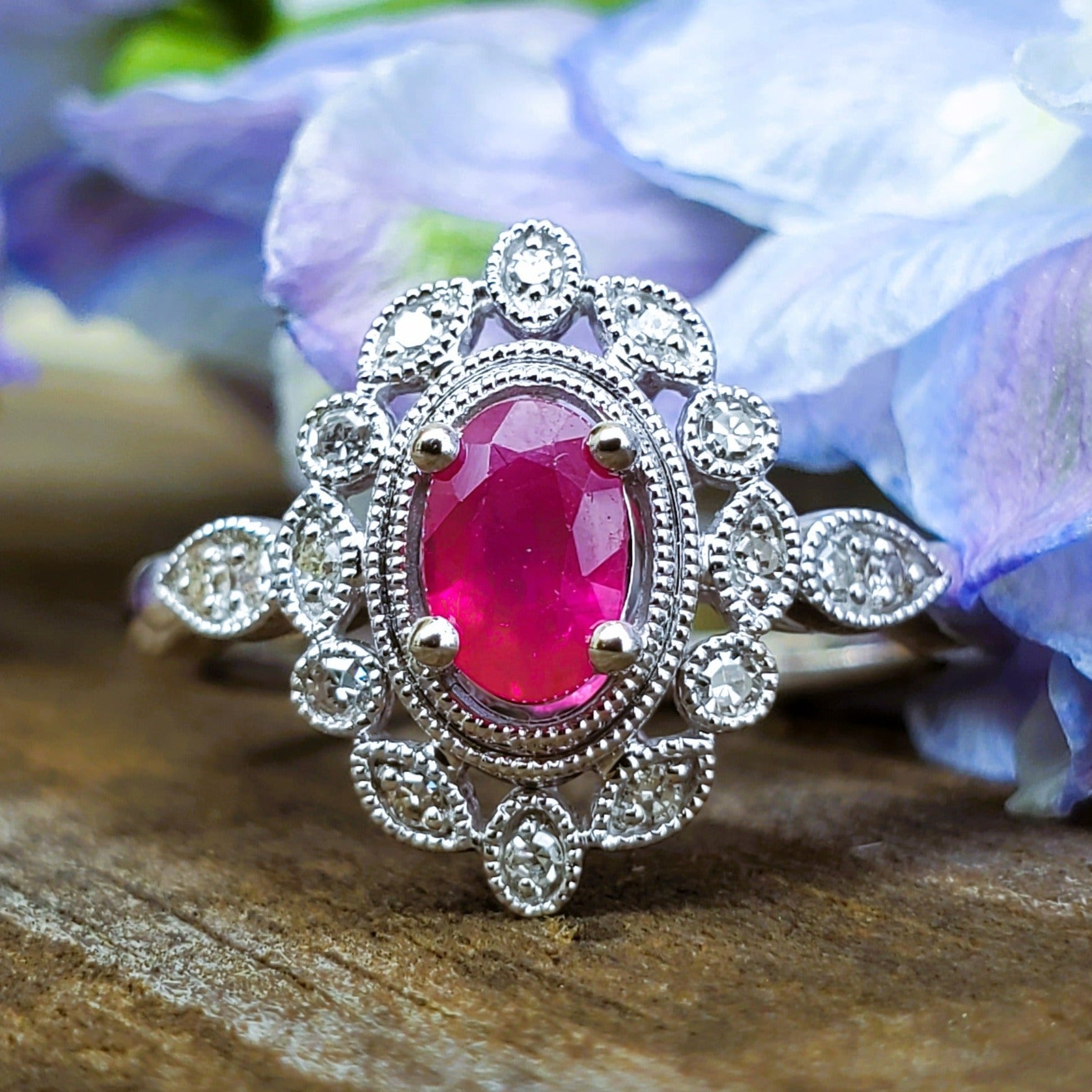 10k White Gold Ruby and Diamond Ring DCR-24703