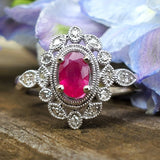 10k White Gold Ruby and Diamond Ring DCR-24703